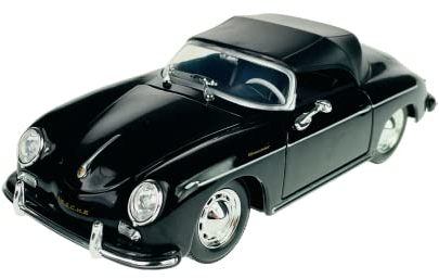 Welly Porsche 356A Speedster Cabrio Geschlossen mit Soft Top Schwarz ca 1/24 Metall Modell Auto Die Cast Neu im Kasten