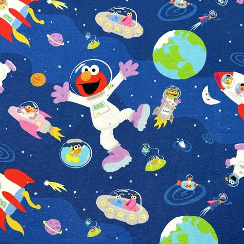 MAGAM-Stoffe Sesamstraße Jersey Kinder Stoff Oeko-Tex Meterware 50cm (Weltraum)
