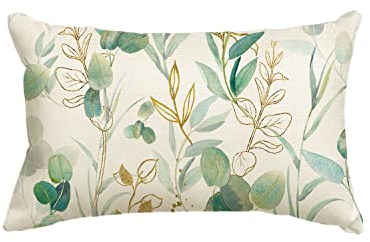 Artoid Mode Grün Eukalyptus Blätter Sommer Kissenbezug, 30x50 cm Frühling Saisonnal Zierkissenbezug Couch Wohnzimmer Deko