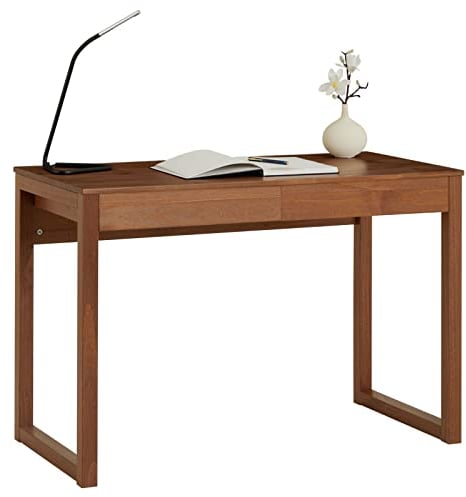 IDIMEX Schreibtisch NOAH mit 2 Schubladen aus Massivholz in kastanienfarben. Robuste Computertische, möbel für arbeitszimmer, Arbeitstisch mit Stauraum, büromöbel