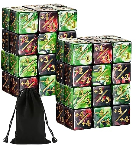 HENGBIRD 48 Stücke Würfel Zähler, Token Würfel Loyalität Würfel D6 Würfel Kompatibel mit MTG CCG Kartenspiel Zubehör mit Aufbewahrungsbeuteln (A)