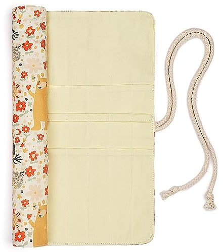 Coopay Knitting Needle Case Empty, Knitting Needle Roll, Knitting Needle Holder for Knitting Needles or Tunisian Crochet Hooks Storage, Knitting Needles Organizer With 20 Slots, Canvas