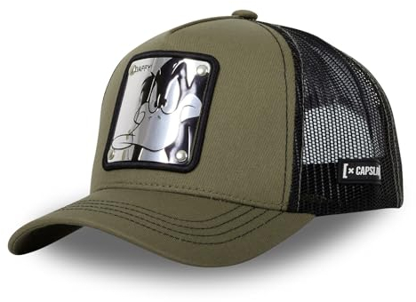 Capslab Daffy Duck Looney Tunes Metal Plate Olive Trucker Cap - One-Size