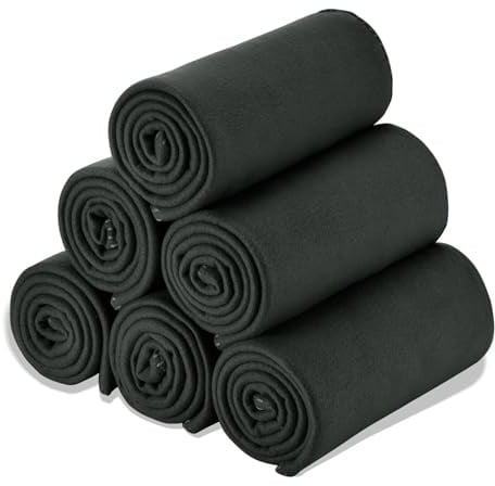 CAI TENG 6er Set Polar-Fleecedecke Tagesdecke 125 X 150 cm Kuscheldecke Oeko Tex Warm und Weich Reisedecke für Couch Schwarz