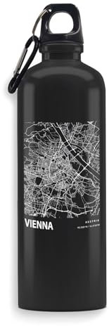 Wien Österreich Blaupause Stadtplan Wasserflasche Gravur Kunst Sport Auslaufsicher Große Kapazität