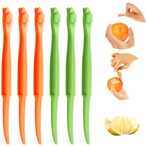 Mabor Kunststoff Apfelsinenschäler,6pcs Tragbar Zitronenschäler Orangenschäler Gadgets Picknick im Freien Orangen Schalen Schneider Fruchtschäler für Grapefruit und Orange Obstschneider Küchenzubehör