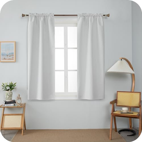 GIRASOLE HOME Coppia Tende Barbados Termiche Totalmente Oscuranti 2 Pannelli da 90x150cm con Tasca, Bianco Fumo