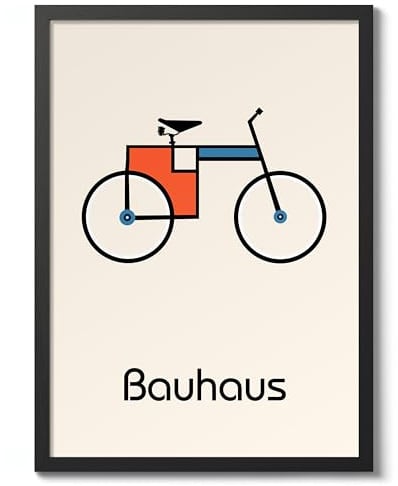 Fahrrad-Bauhaus-Poster, Bauhaus-Druck, gerahmt, abstrakte Kunst, Mitte des Jahrhunderts, Wandkunst, moderne Wohnkultur, Geschenkidee, archivarisch, matt, A2 (gerahmt) – 59,4 x 42 cm