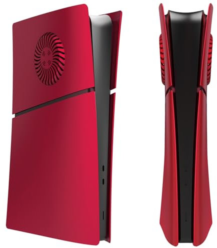 Hzxkqmil Cubierta de Placas de Repuesto para PS5 Slim Consola Edición Digital, Placas Laterales con Rejillas de Ventilación Carcasa Personalizada Funda ABS Anti-Rayaduras Accesorios, Rojo