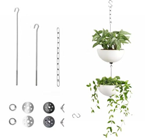 Greacheieve 2 Packs Hanging Plant Shelf for Window,Heavy-Duty Hanging Plant Holder with Ceiling Hook,Stainless Steel Metal Plant Hanger,Indoor and Outdoor Flower Pot Organizer(Without Pot)