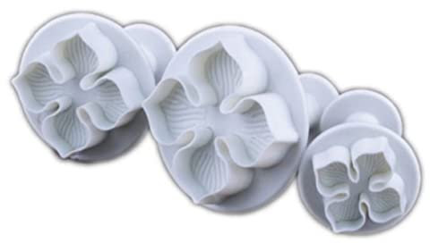 Cabilock 3Piezas Cortadores de Fondant Forma de Cortadores de Émbolo para Decoración de Tartas y Galletas Molde de Plástico de Alimenticio Blanco