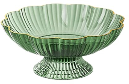 LOVIVER Fruit Bowl with Draining Holes Decorative Bowl Multifunctional Fruit Basket Holder for Kitchen Counter Office Home Decor, Green