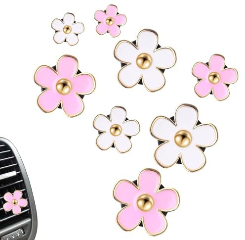 8 Stück Gänseblümchen Blume Auto Lufterfrischer Clip Blumen Auto Vent Clips Daisy Air Outlet Lüftung Clip für Frauen Mädchen Autozubehör Innenraum Deko (Rosa+Weiß)