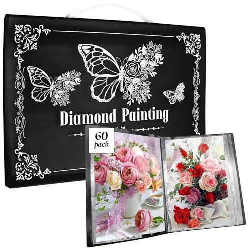 SPOKKI Diamond Painting Pictures Album, A3 Diamond Painting Folder for Storage Diamond Painting Pictures with 60 Sheets, Diamond Painting Accessories (Black)