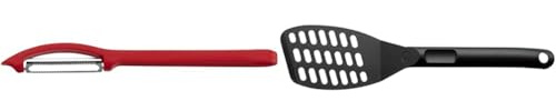 WMF Gourmet Sparschäler 17,5 cm, Tomatenschäler & Pfannenwender Kunststoff 31 cm, Wender mit Ablage-Knick und Aussparungen, Pfannkuchenwender, spülmaschinengeeignet, Schwarz