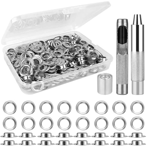 100pcs Ösen Werkzeug Kit, 10mm Grommet Werkzeug kit mit Ösenzange und Ösenwerkzeug für Wasserdichte Planen Vorhänge, Markisen, Schuhe, Taschen