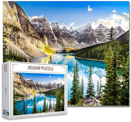 Tucocoo Moraine Lake Landscape Jigsaw Puzzles für Erwachsene 1000 Teile, Bergkette Wald Baum Natur Kunst Puzzle DIY Puzzles für Heimdekoration Geschenke, Familienpuzzle Perfekt für Spieleabende