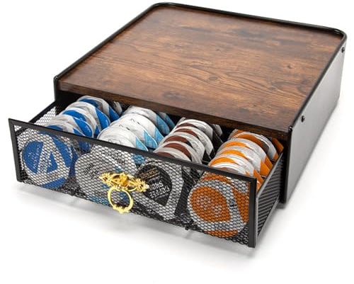 SYSYLY Coffee Pod Holder,Coffee Capsule Drawer Compatible for Tassimo Capsules,Anti-vibration Design Coffee Station Organizer,64 Pods Capacity,Metal.