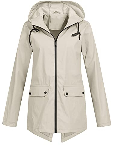 JokeLomple Wanderjacke Damen - Leichte Dünne Windbreaker Wasserdicht Regenjacke Damen Windjacke Damen Lange Faltbar Regenponcho Leichte Sommerjacke Einfarbig wasserdichte Übergangsjacke