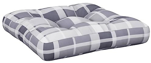 vidaXL Palettenkissen, Palettenpolster für Europaletten, Palettensofa Kissen Indoor Outdoor, Palettenauflage Sitzkissen, Grau Karomuster Stoff