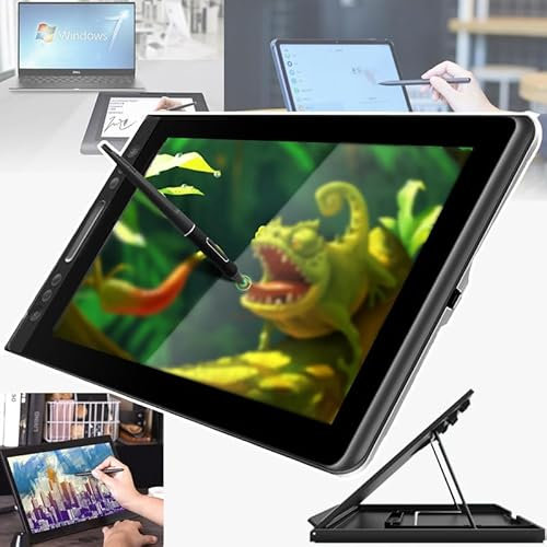 PLABNK Tableta Gráfica De 11,6 Pulgadas con Pantalla, Admite Inclinación De ±60°, Ángulo Visual De 178°, con Soporte Ajustable, Lápiz Óptico Sin Batería, para Aprendizaje Remoto,A