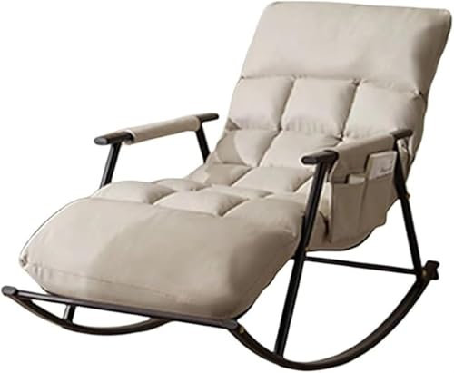 AMAZWI Schaukelstuhl mit Gleitfunktion Loungesessel Wohnzimmer mit Aufbewahrungstasche Stahlrahmen Schaukelstuhl Mit Weicher Polsterung Fürs Schlafzimmer(Light Gray)