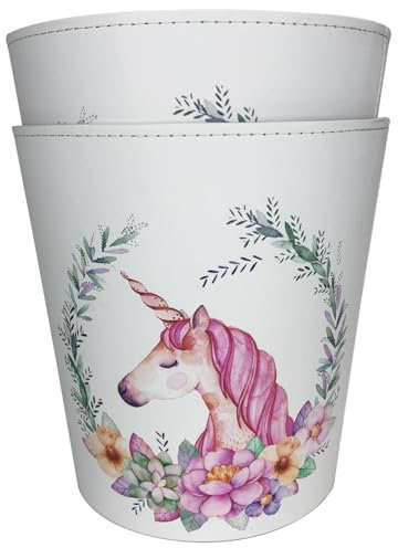 NBHUZEHUA 2.6 Gallon Unicorn Cute Kids Room Trash Can Bedroom Girls Dorm Bathroom Nursery Home Office Small Waste Basket Garbage Cans Trash Bin Dustbin