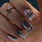 GlamRays Lot de 24 faux ongles courts carrés en acrylique, motif léopard, brillants et lisses