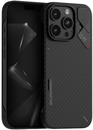 Aulumu Schutzhülle für iPhone 15 Pro, Aramidfaser, 1500D ultradünn, gewebt, echte Kühlung, kompatibel mit MagSafe Black