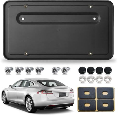 Aootf 109684400B Rear License Plate Holder for Tesla Model 3 and Model Y Car Tag Holder with Screws Caps Back Plate Mounting Kit