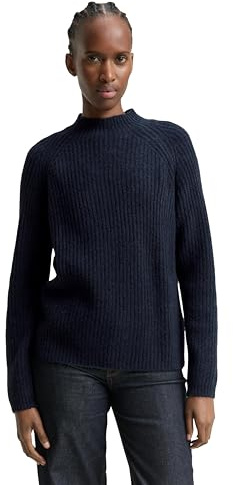Tom Tailor Denim Damen Relaxed Fit Strickpullover mit Stehkragen
