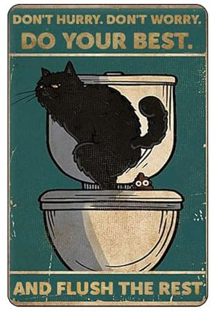 DWUENT Vintage Bathroom Wall Art - 8x12 Inch Funny Toilet Sign, Retro Metal Tin Decor for Bathroom, Home Gift, Rustic Restroom Signage