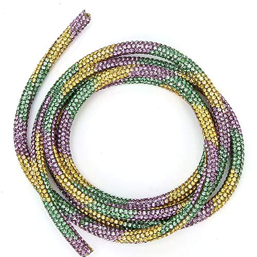 TARSHYRY Corda del Tubo di Rinestone, Corda Glitter di la della Tubo di Rinestone Nastro Nastro Fai -da -te Cucito Abito da Sposa Accessori per Decorazioni di Costume da Sposa (Verde, viola, giallo