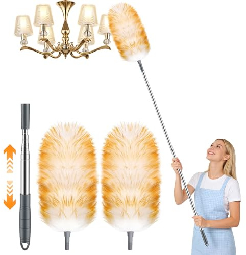 EclipseGuard Staubwedel Lang Ausziehbar Waschbar, 130 cm Staubwedel | Waschbarer Staubwedel mit ausziehbarem Griff, elektrostatische Fasern für Staub, Spinnweben auf schwer erreichbaren Stellen
