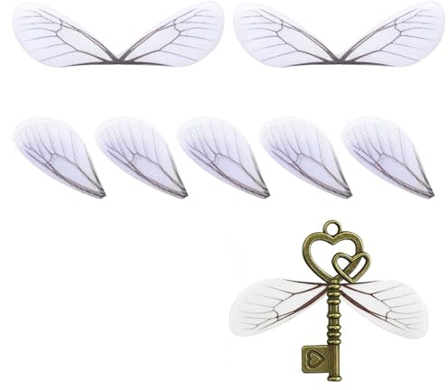 KSJEHW 100 Piezas Alas de Libélula Encantos Alas de Mariposa Colgante Alas de Tela Decoración para Mujeres DIY Pendientes Fabricación de Joyas Interior Hogar Fiesta Decoración