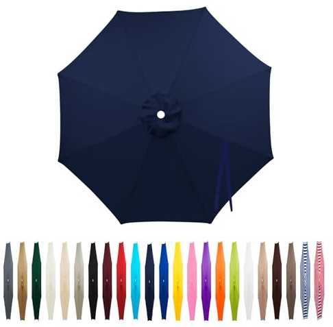2.3/2.7/3/3.5/4m Toile De Remplacement Parasol De Terrasse Bâche De Remplacement Pour Parasol Déporté 6/8 Baleines Rond Housse Patio D'extérieur(Navy blue,350cm/8 ribs)