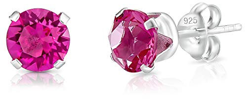 DTPsilver® - Orecchini Donna Argento 925 con Cristallo Rosa - Orecchini Punto Luce - Orecchini Rosa - Orecchini Piccoli Argento 925 - Orecchini Lobo Donna