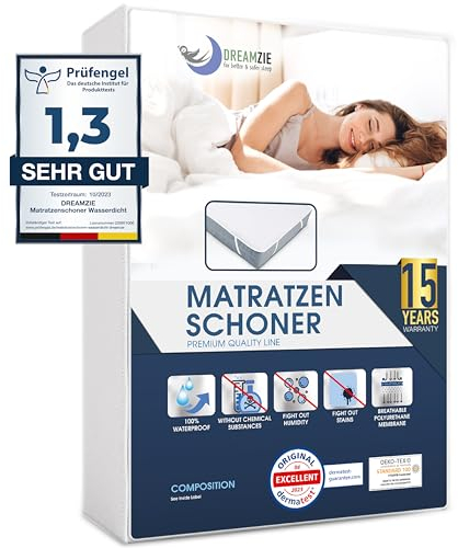 Matratzenschoner 135x190 cm Wasserdicht Made in EU und Oeko-TEX Zertifiziert von Dreamzie - Atmungsaktive Matratzenauflage