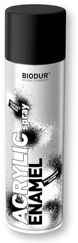 Biodur Universelle Acryllack Sprühdose 500 ml, Matt RAL 9005 Schwarz, Akrylemaille UV-beständig, Universell Einsetzbar für Innen- und Außenbereich, Schnelltrocknend Sprühdose