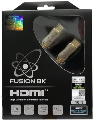 Fusion8K WONSUN - Cable HDMI 2.1 compatible con 8K @60Hz y 4K @120Hz compatible con todos los televisores, BluRay, Xbox Series X, PS5 (3 pies)
