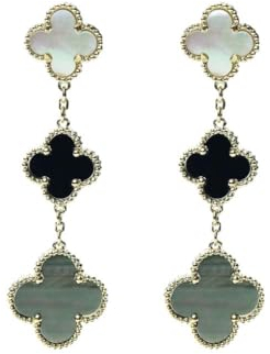 925 Sterling Silber Ohrringe, Lange Damen Ohrstecker, Vierblättriges Kleeblatt Schmuck, Hypoallergen Poliert