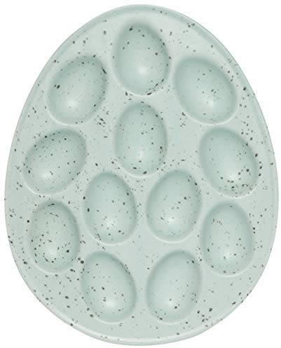Now Designs Deviled Egg Tray, Robin Blue - Holds Dozen Eggs | Stoneware
