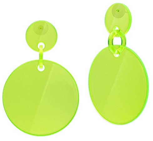 Soul-Cats Statement Ohrringe aus Acryl, im Neon Disco Retro Style der 80s, Farbe: neon grün