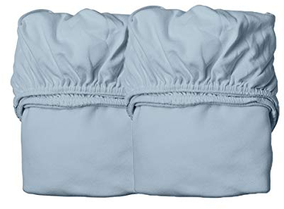 Leander Laken/Spannbetttücher - 2 Stück für Leander Babybett + Linea Babybett + Luna Babybett 120x60cm - Farbe: dusty blue