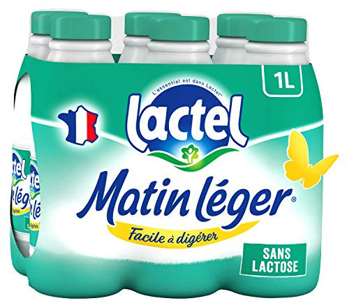 Leche sin lactosa leche desnatada ligera Lactel botella 6 x 1 l