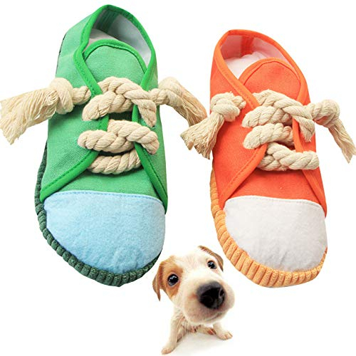 Yueser 2 Stück Hunde Kauspielzeug Pantoffelform Hundespielzeug Quietschendes Spielzeug für Haustiere für Kleine Mittelgroße Hunde Pädagogisches Spielzeug