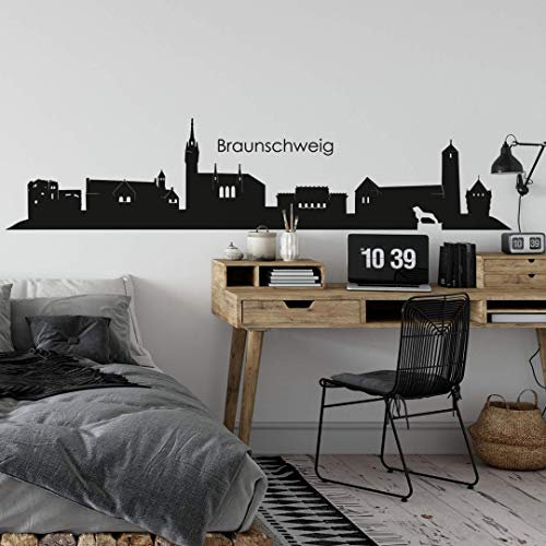 selbstklebendes Wandtattoo Braunschweig Skyline Wandsticker selbstklebend Deutschland Stadt Silhouette 100cm