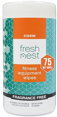 Fresh Nest Fitness Equipment Wipes - Cleaning Wipes for Yoga Mats, Pilates Studios, Gyms, Peloton & Cycle Bikes, Spas - Fragrance-Free, Surface Cleaning for Home, Office, Gym 75-Count