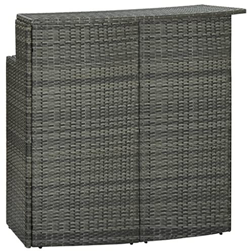 CHAHO Poly Rattan Gartenmöbel Garten Theke TresenGartenbar Bartisch Stehtisch Verkaufstresen GartenthekeGarten-Bartisch Grau 120x55x110 cm Poly Rattan