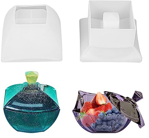 Koonafy 2Pcs Silikonformen Epoxidharz Formen, Gießform Schmuck Schachtel,Resin Molds Aufbewahrungsbox mit Deckel,Epoxy Gießharz Form Für Schmuck Box,Handwerk DIY,Home Decoration (square box)